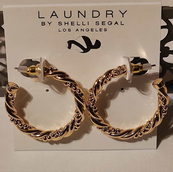 Laundry By Shelli Segal Jewelry - Laundry By Shelli Segal Shiny Gold Twisted Hoop Earrings